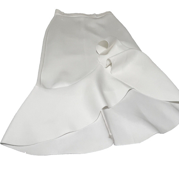 Maxi Skirt Set Scuba Cos Play Ruffles Glam White Witch Show Stopper Wedding SZ L - Picture 15 of 16